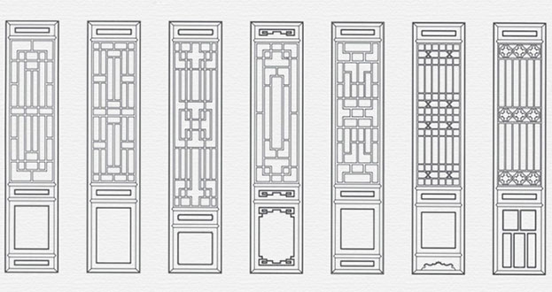 庆元常用中式仿古花窗图案隔断设计图