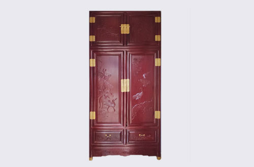 庆元高端中式家居装修深红色纯实木衣柜